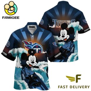 NFL Tennessee Titans Mickey Mouse Surfing Custom Name Hawaiian Shirt