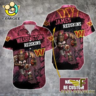 NFL Washington Commanders Warrior Mascot Custom Name Hawaiian Shirt