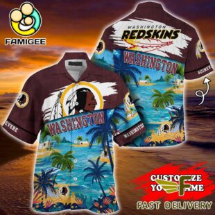 NFL Washington Redskins Hawaii Beach Custom Name Hawaiian Shirt