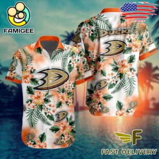 NHL Anaheim Ducks Hibiscus Hawaiian Shirt
