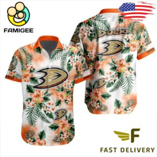 NHL Anaheim Ducks Hibiscus Hawaiian Shirt