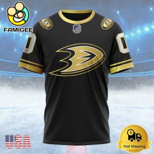 NHL Anaheim Ducks Special Black And Gold Design Custom Name T Shirt, NHL Shirt