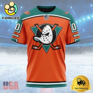 NHL Anaheim Ducks Special Colour Rush Design Custom Name T Shirt, NHL Shirt
