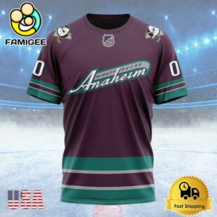 NHL Anaheim Ducks Special Throwback Design Custom Name T Shirt, NHL Shirt