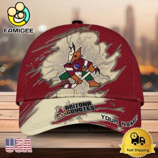 NHL Arizona Coyotes Dynamic Hockey Emblem Custom Name 3D Printed Cap