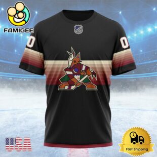 NHL Arizona Coyotes Special Black And Gradient Design Custom Name T Shirt, NHL Shirt