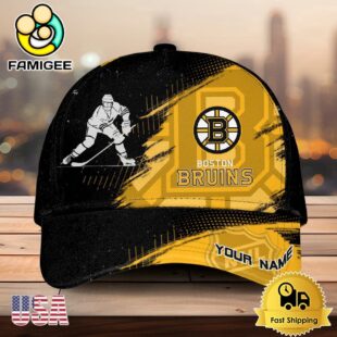 NHL Boston Bruins Bold Distressed Artwork Personalized 3D Cap