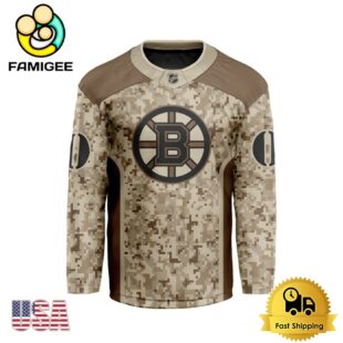 NHL Boston Bruins Desert Camouflage Design Custom Hockey Jersey