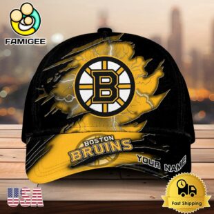 NHL Boston Bruins Dynamic Hockey Emblem Custom Name 3D Printed Cap