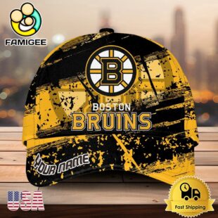 NHL Boston Bruins Explosive Grunge Logo 3D Print Cap