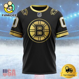 NHL Boston Bruins Special Black And Gold Design Custom Name T Shirt, NHL Shirt