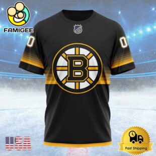 NHL Boston Bruins Special Black And Gradient Design Custom Name T Shirt, NHL Shirt