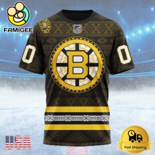 NHL Boston Bruins Special Design With Native Pattern Custom Name T Shirt, NHL Shirt