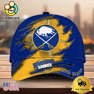 NHL Buffalo Sabres Dynamic Hockey Emblem Custom Name 3D Printed Cap