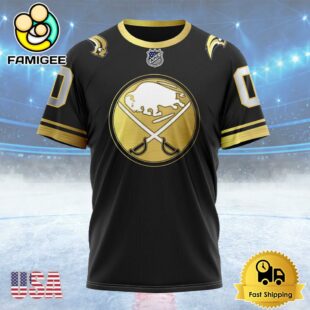 NHL Buffalo Sabres Special Black And Gold Design Custom Name T Shirt, NHL Shirt