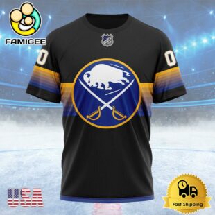 NHL Buffalo Sabres Special Black And Gradient Design Custom Name T Shirt, NHL Shirt