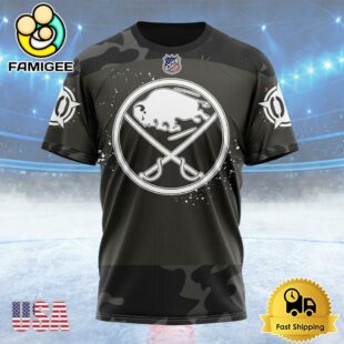 NHL Buffalo Sabres Special Black Camo Design For Veterans Day Custom Name T Shirt, NHL Shirt