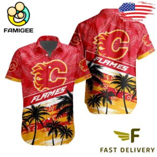 NHL Calgary Flames Coconut Tree Hawaiian Shirt