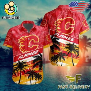 NHL Calgary Flames Coconut Tree Hawaiian Shirt