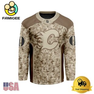 NHL Calgary Flames Desert Camouflage Design Custom Hockey Jersey