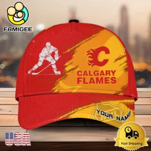 NHL Calgary Flames Dynamic Hockey Emblem Custom Name 3D Printed Cap