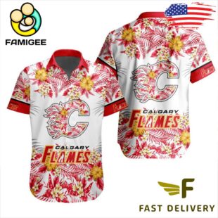 NHL Calgary Flames Floral Hawaiian Shirt