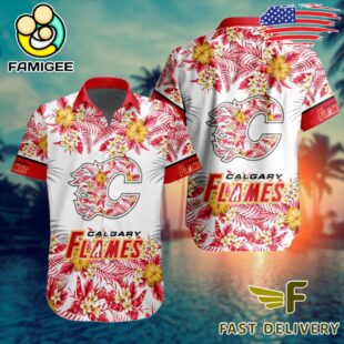NHL Calgary Flames Floral Hawaiian Shirt