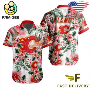 NHL Calgary Flames Hibiscus Hawaiian Shirt