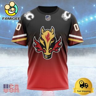NHL Calgary Flames New Gradient Series Concept Custom Name T Shirt, NHL Shirt