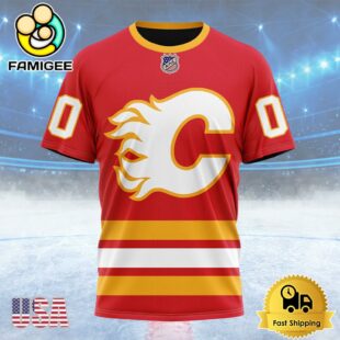 NHL Calgary Flames Personalized Home Kits Custom Name T Shirt, NHL Shirt