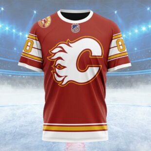 NHL Calgary Flames Special Colour Rush Design Custom Name T Shirt, NHL Shirt