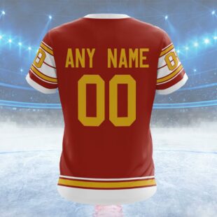 NHL Calgary Flames Special Colour Rush Design Custom Name T Shirt, NHL Shirt