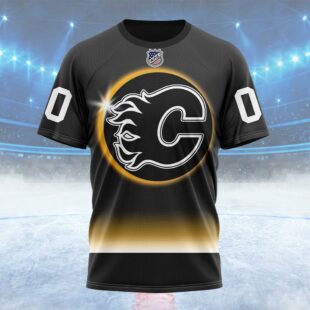 NHL Calgary Flames Special Eclipse Design Custom Name T Shirt, NHL Shirt