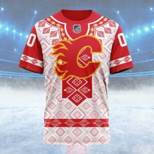 NHL Calgary Flames Special Native Heritage Design Custom Name T Shirt, NHL Shirt