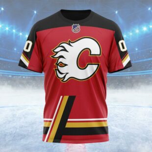NHL Calgary Flames Special Reverse Retro Design Concept Custom Name T Shirt, NHL Shirt
