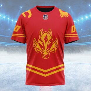 NHL Calgary Flames Special Two-tone Design Custom Name T Shirt, NHL Shirt