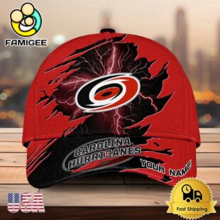 NHL Carolina Hurricanes Dynamic Hockey Emblem Custom Name 3D Printed Cap