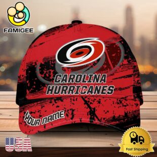 NHL Carolina Hurricanes Explosive Grunge Logo 3D Print Cap