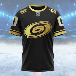 NHL Carolina Hurricanes Special Black And Gold Design Custom Name T Shirt, NHL Shirt