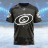 NHL Carolina Hurricanes Special Black Camo Design For Veterans Day Custom Name T Shirt, NHL Shirt