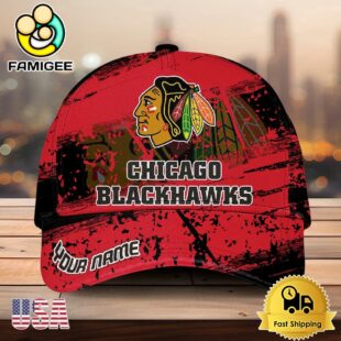 NHL Chicago Blackhawks Explosive Grunge Logo 3D Print Cap