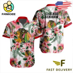 NHL Chicago Blackhawks Hibiscus Hawaiian Shirt