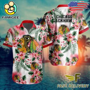NHL Chicago Blackhawks Hibiscus Hawaiian Shirt