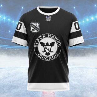NHL Chicago Blackhawks Personalized Heritage Design Custom Name T Shirt, NHL Shirt