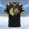 NHL Chicago Blackhawks Special Black And Gold Design Custom Name T Shirt, NHL Shirt