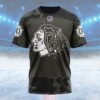 NHL Chicago Blackhawks Special Black Camo Design For Veterans Day Custom Name T Shirt, NHL Shirt