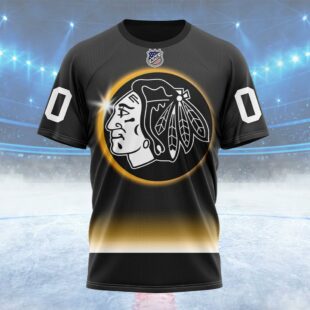NHL Chicago Blackhawks Special Eclipse Design Custom Name T Shirt, NHL Shirt