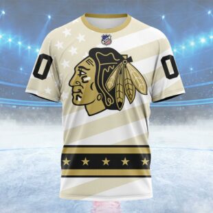 NHL Chicago Blackhawks Special Military Appreciation Design Custom Name T Shirt, NHL Shirt