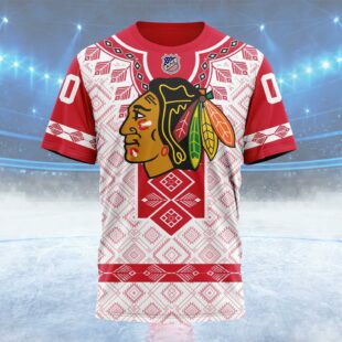 NHL Chicago Blackhawks Special Native Heritage Design Custom Name T Shirt, NHL Shirt