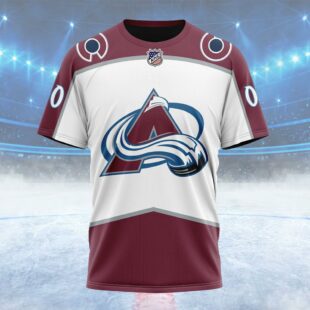 NHL Colorado Avalanche Personalized Away Kits Custom Name T Shirt, NHL Shirt